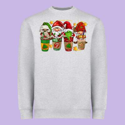 Christmas Coffee Cups Gnomies Heavyweight Sweatshirt Designed By Fadigitalartstudio