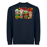 Navy christmas coffee cups gnomies Heavyweight Sweatshirt - FaDigitalArtStudio