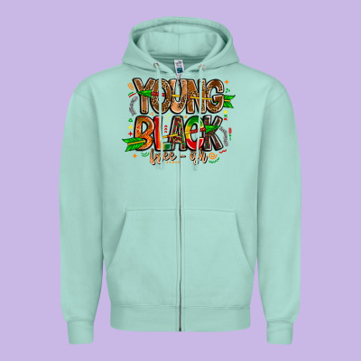Young Black Free Ish Zipper Hoodie Designed By Cowhidedigitalart