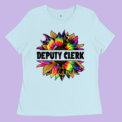 Deputy Clerk Tie Dye Sunflower Ladies Tee Designed By Jasminsmagicworld