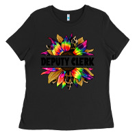 Black deputy clerk tie dye sunflower Ladies Tee - Jasminsmagicworld