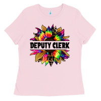 Bubblegum Pink deputy clerk tie dye sunflower Ladies Tee - Jasminsmagicworld
