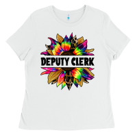 White deputy clerk tie dye sunflower Ladies Tee - Jasminsmagicworld