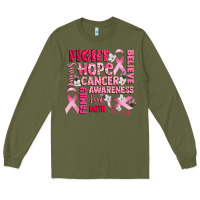 Army Green cancer awareness fight believe hope survive Long Sleeve Tee - CowGirlArtShop