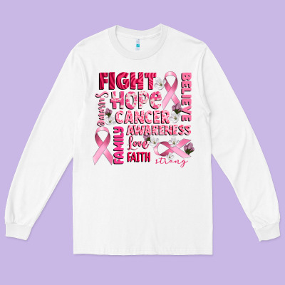 Cancer Awareness Fight Believe Hope Survive Long Sleeve Tee Designed By Cowgirlartshop