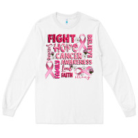 White cancer awareness fight believe hope survive Long Sleeve Tee - CowGirlArtShop