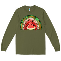 Army Green watermelon rainbow Long Sleeve Tee - Jasminsmagicworld