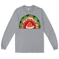 Heather Grey watermelon rainbow Long Sleeve Tee - Jasminsmagicworld