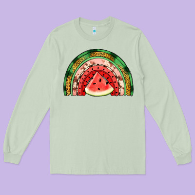 Watermelon Rainbow Long Sleeve Tee Designed By Jasminsmagicworld