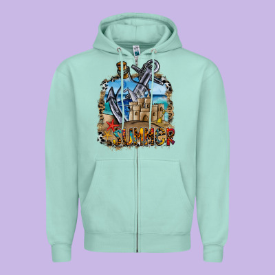 Summer Min Zipper Hoodie Designed By Cowhidedigitalart