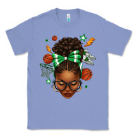 Colony Blue Afro Messy Bun Basketball Green Bow Classic Tee - texasbilliewilder