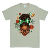 Matcha Afro Messy Bun Basketball Green Bow Classic Tee - texasbilliewilder