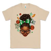 Mushroom Afro Messy Bun Basketball Green Bow Classic Tee - texasbilliewilder