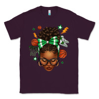 Plum Afro Messy Bun Basketball Green Bow Classic Tee - texasbilliewilder