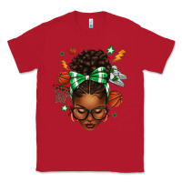 Afro Messy Bun Basketball Green Bow Classic Tee | Teevron