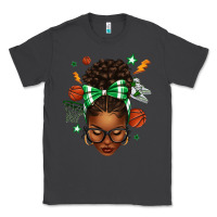 Smoke Afro Messy Bun Basketball Green Bow Classic Tee - texasbilliewilder