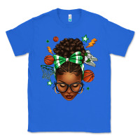 True Royal Afro Messy Bun Basketball Green Bow Classic Tee - texasbilliewilder