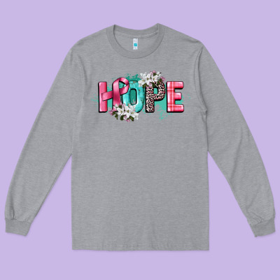 Hope Cancer Awareness Long Sleeve Tee Designed By Cowgirlartshop
