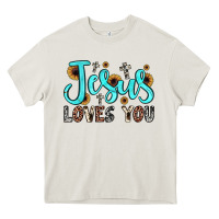 Cream jesus loves you Heavy Core Tee - JahusDesignShop