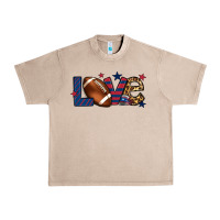 French Oak Love Football team color red blue 4th of july Urban Heavy Tee - HowdyJamesFarm