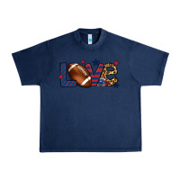 Navy Love Football team color red blue 4th of july Urban Heavy Tee - HowdyJamesFarm