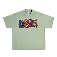 Oil Green Love Football team color red blue 4th of july Urban Heavy Tee - HowdyJamesFarm