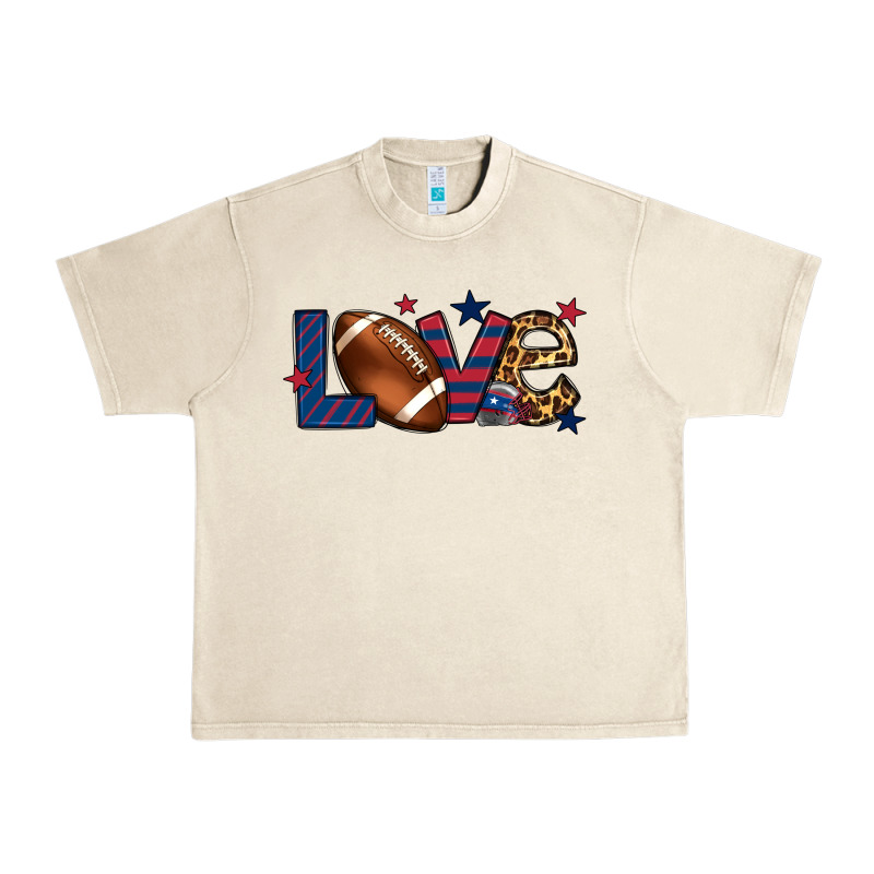 Love Football Team Color Red Blue 4th Of July Urban Heavy Tee by HowdyJamesFarm | Teevron