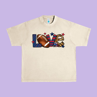 Love Football Team Color Red Blue 4th Of July Urban Heavy Tee Designed By Howdyjamesfarm