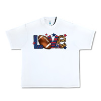 White Love Football team color red blue 4th of july Urban Heavy Tee - HowdyJamesFarm