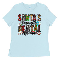 Baby Blue santa's favorite dental hygienist Ladies Tee - Jasminsmagicworld