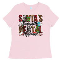 Bubblegum Pink santa's favorite dental hygienist Ladies Tee - Jasminsmagicworld
