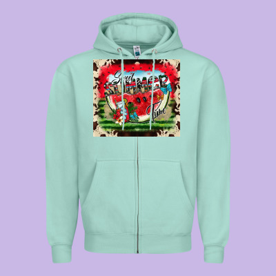 Summer Vibes Zipper Hoodie Designed By Cowhidedigitalart