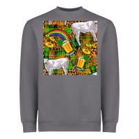 St. Patricks Cow With Rainbow And Beer Seamless Heavyweight Sweatshirt | Teevron