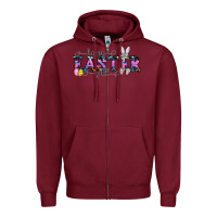 Burgundy Happy Easter Y'all Zipper Hoodie - CowhideDigitalArt