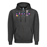 Charcoal Heather Happy Easter Y'all Zipper Hoodie - CowhideDigitalArt
