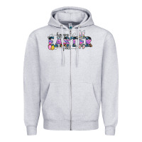 Heather Grey Happy Easter Y'all Zipper Hoodie - CowhideDigitalArt