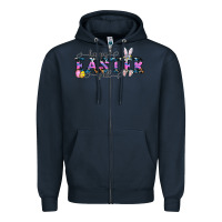 Navy Happy Easter Y'all Zipper Hoodie - CowhideDigitalArt
