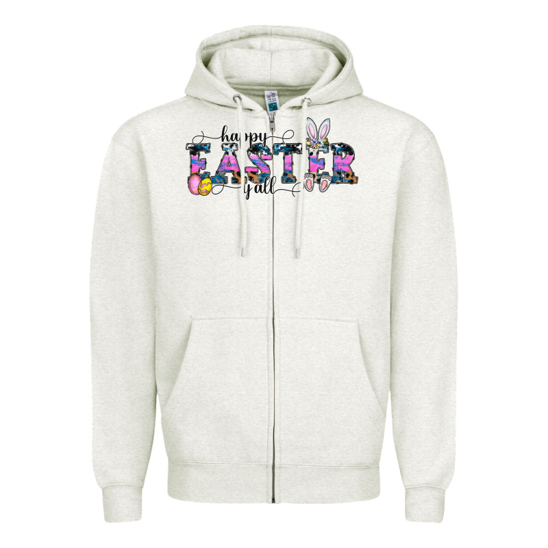 Happy Easter Y'all Zipper Hoodie by CowhideDigitalArt | Teevron