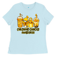 Baby Blue childhood cancer awareness coffee Ladies Tee - Jasminsmagicworld