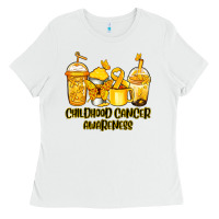 White childhood cancer awareness coffee Ladies Tee - Jasminsmagicworld