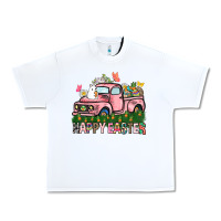 White Happy Easter Day truck Urban Heavy Tee - HowdyJamesFarm