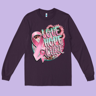 Love Hope Cure Long Sleeve Tee Designed By Cowgirlartshop