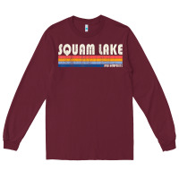 Burgundy Vintage 70S 80S Style Squam Lake Nh Long Sleeve Tee - lanVoArt