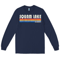 Navy Vintage 70S 80S Style Squam Lake Nh Long Sleeve Tee - lanVoArt