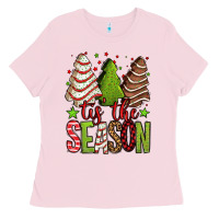 Bubblegum Pink tis the season christmas cakes Ladies Tee - Jasminsmagicworld