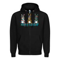 Black Happy Easter Zipper Hoodie - CowhideDigitalArt