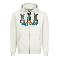 Oatmeal Heather Happy Easter Zipper Hoodie - CowhideDigitalArt