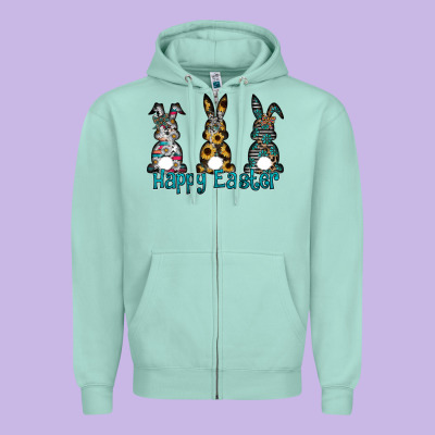 Happy Easter Zipper Hoodie Designed By Cowhidedigitalart