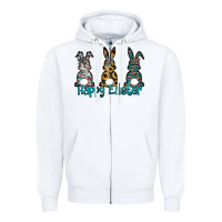 White Happy Easter Zipper Hoodie - CowhideDigitalArt