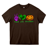 Chocolate Brown peace love halloween Heavy Core Tee - BundleAndBundleShop